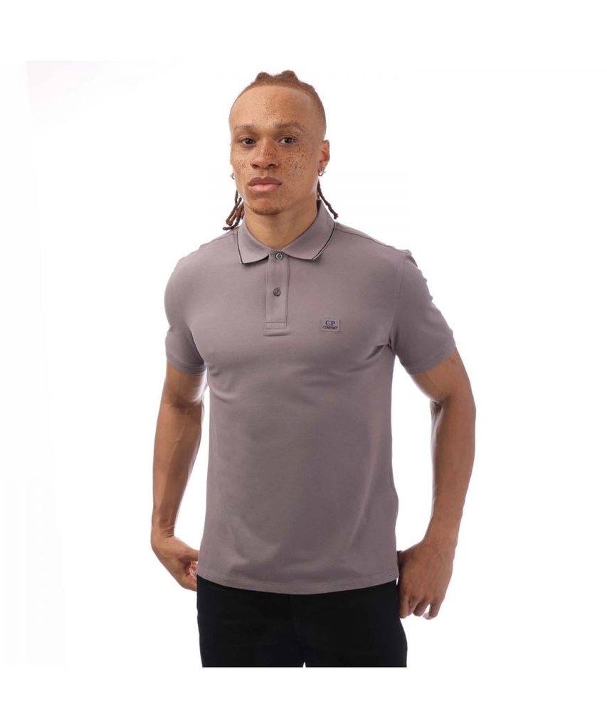 CP Company Mens Stretch Piquet Polo Shirt in Purple Cotton - Size Medium